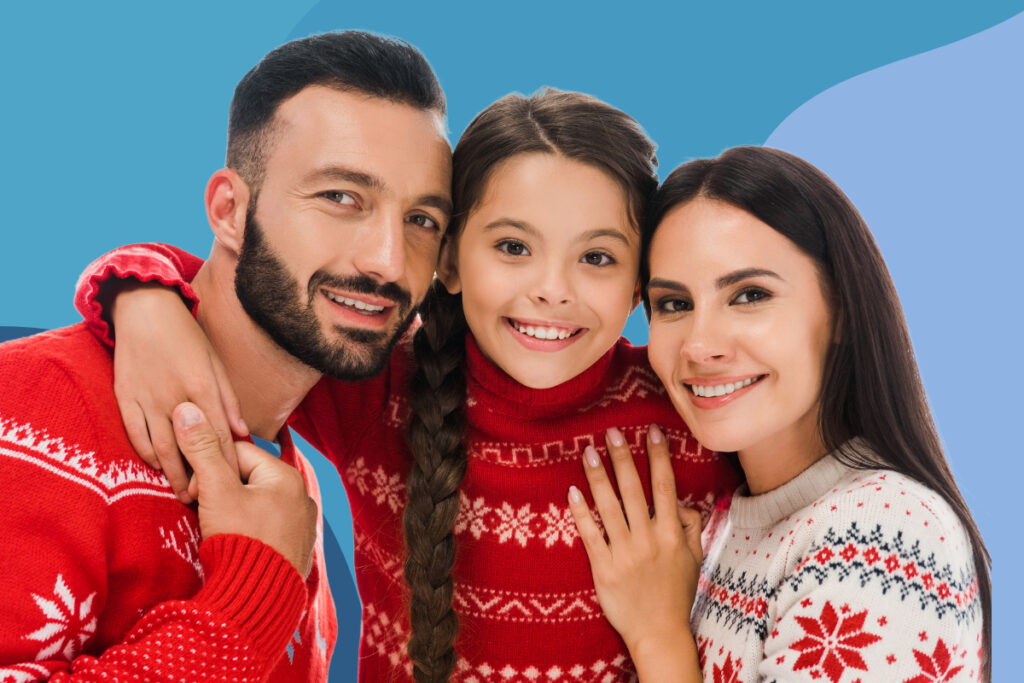 co-parenting mom and dad with daughter