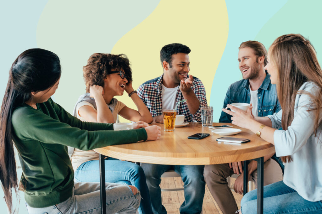 group of friends having meal
