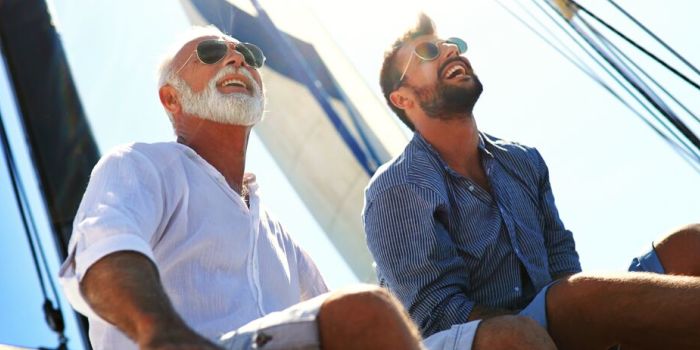 two people on a sailing boat