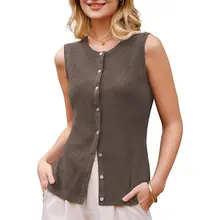 Product image of Wool Blend Non-See Through Button-Down Tank Top