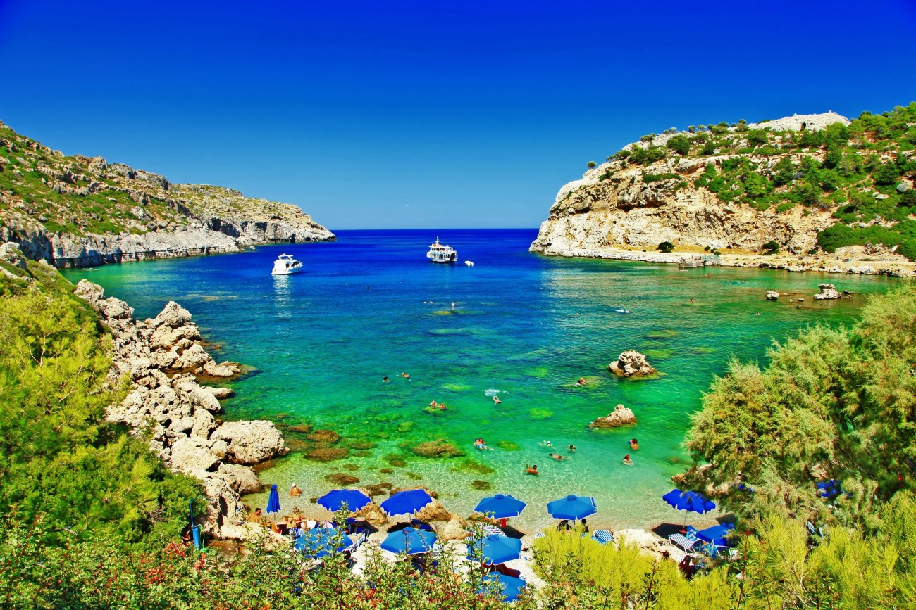 plages turquoise de Rhodes, Grèce