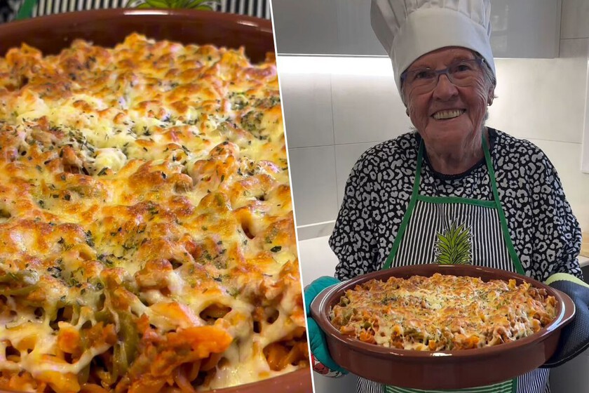 Julia Chaves, grand-mère cuisinière, à propos des macaronis gratinés qu'elle prépare pour ses petits-enfants : "Écrasez des tomates, un poivron et un oignon et ajoutez-les à la viande"