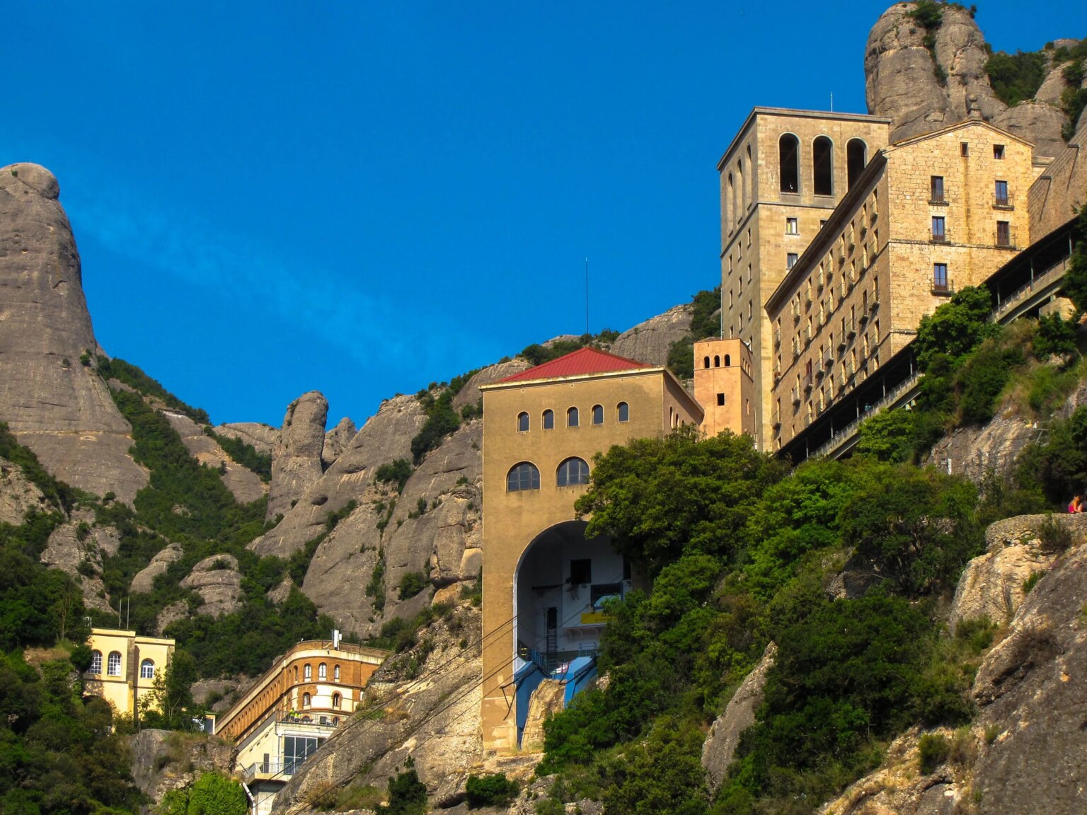 Montserrat Monastery perched among the jagged limestone peaks of Catalonia