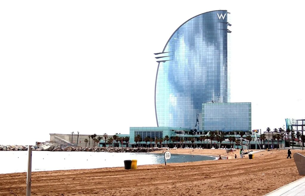 Barceloneta Beach promenade in Barcelona